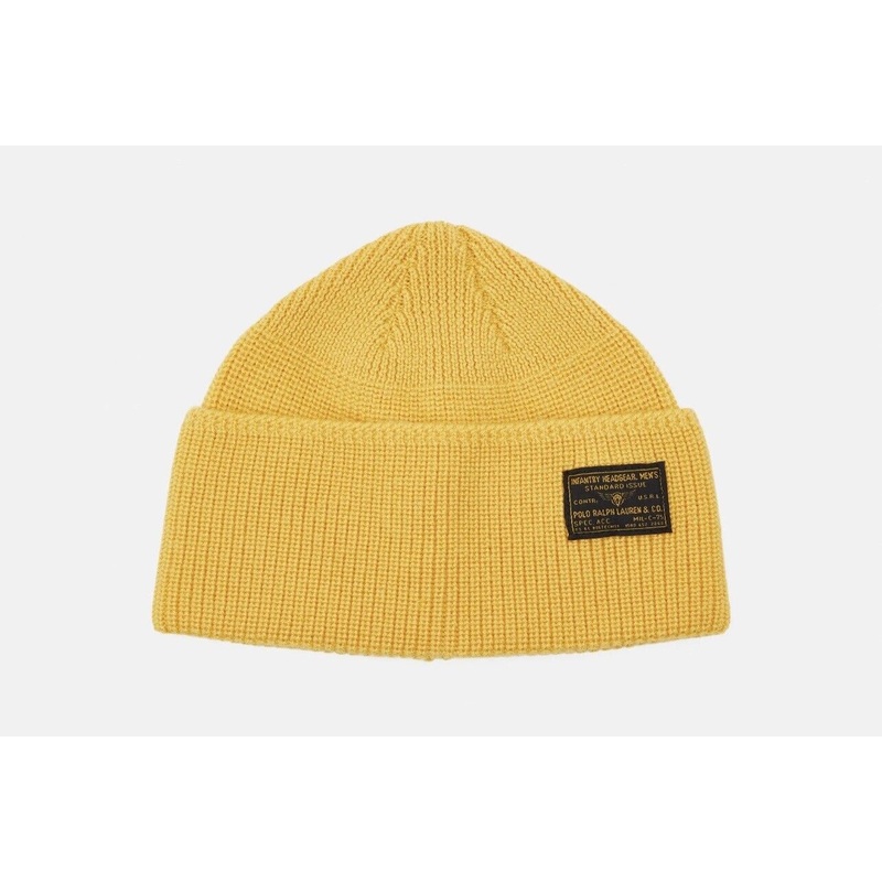 Polo Ralph Lauren Unisex Beanie Hat Wool Yellow Osfa
