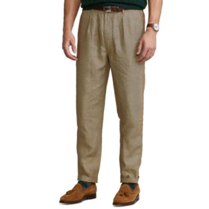 Ralph Lauren Men's Slim Tapered Fit Prepster Pants  Brown Dogstooth  Brown Large