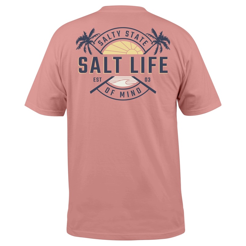 Salt Life Men's First Light Short Sleeve Pocket Tee Shirt Pink Small