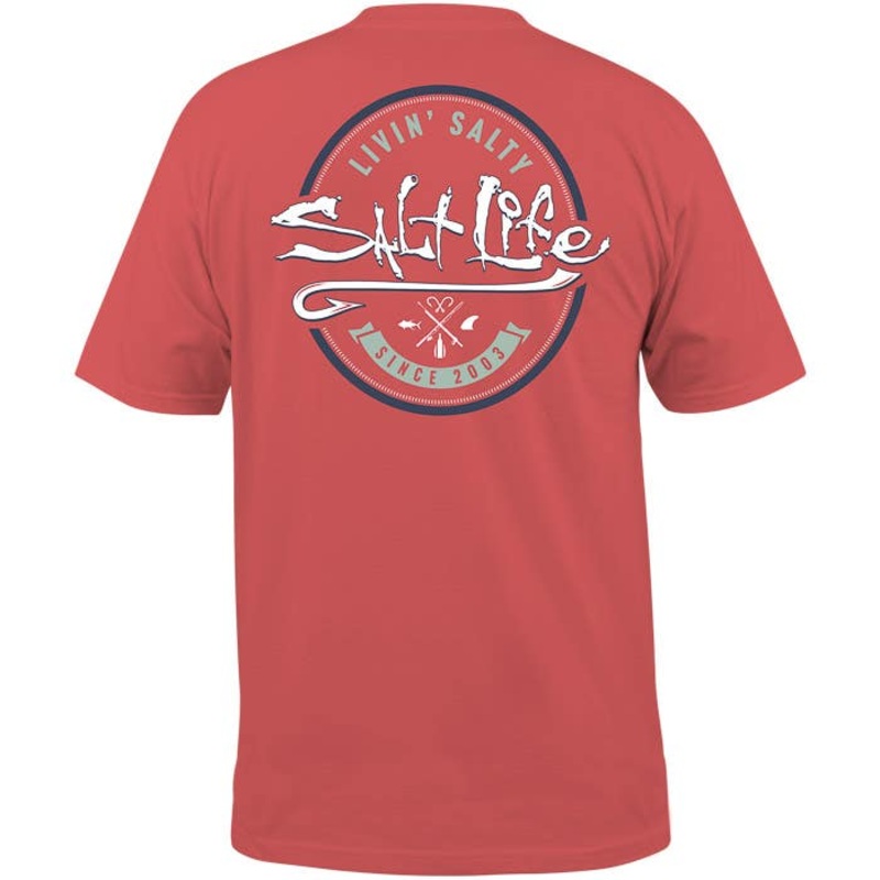 Salt Life Men's Playin Hookie Tee Shirt Coral Small