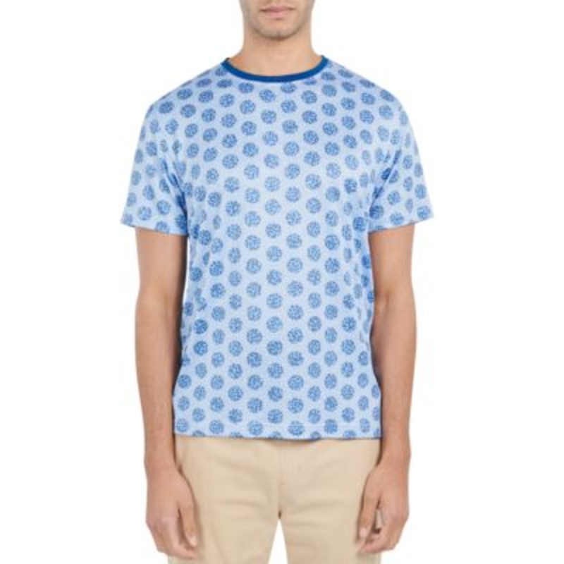 Society Of Threads Men's Floral Dot Crewneck T shirt  Blue XL