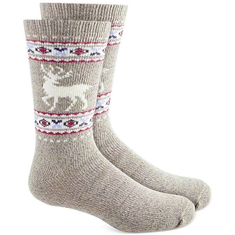 Sun + Stone Men's Deer Fleece lined Socks Beige Osfa Reg