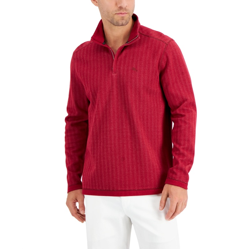 Tommy Bahama Men's Halfzip Sweater Sangria Red Large