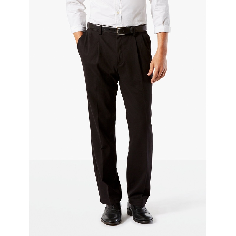 Dockers Easy Khakis Pleated Classic Fit Black 46 X 32 Pants Men's Big & Tall