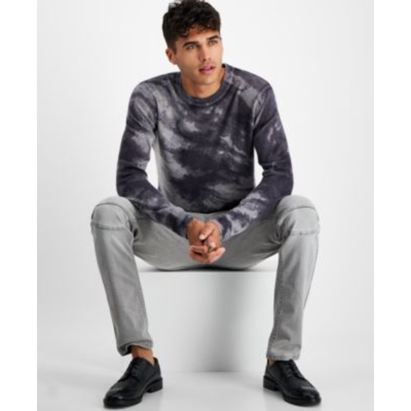International Concepts INC Men's Tiedye Crewneck Sweater Gray XS