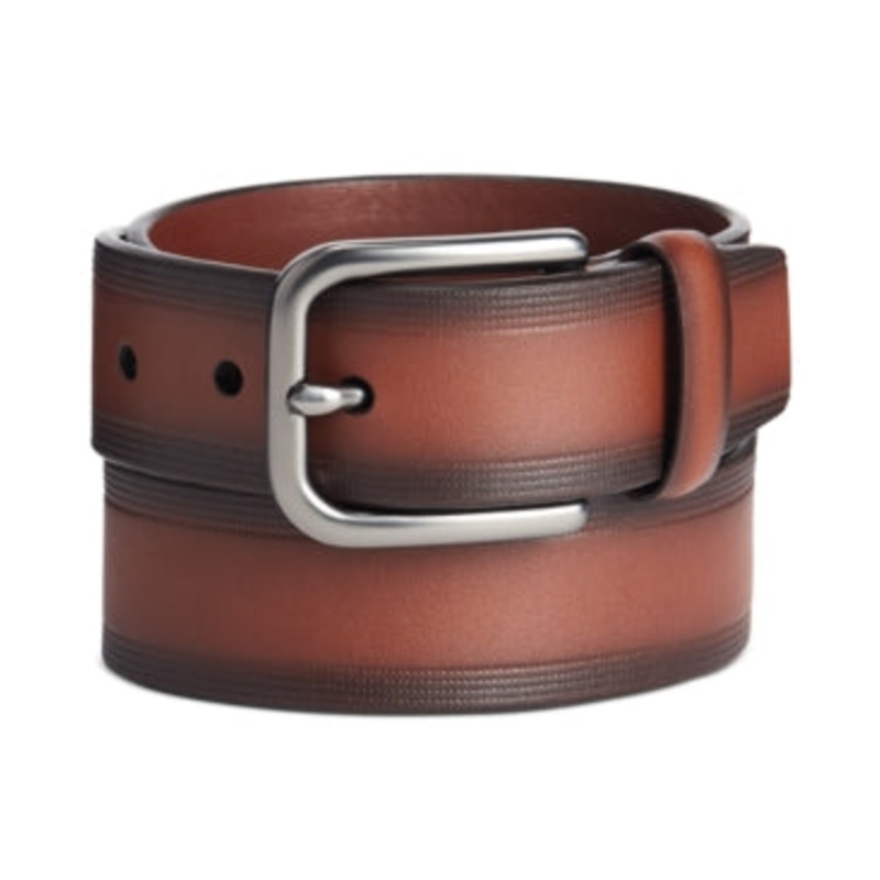 Men's Perry Ellis Portfolio Faux Leather Belt Brown Size 42