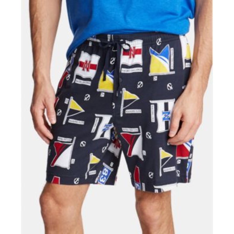 Nautica Men's Flag-Navy Printed Cotton Pajama Shorts XL