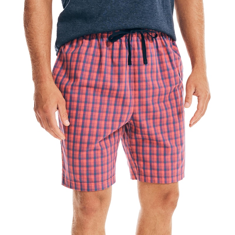 Nautica Mens Cotton Sleep Shorts Red Medium
