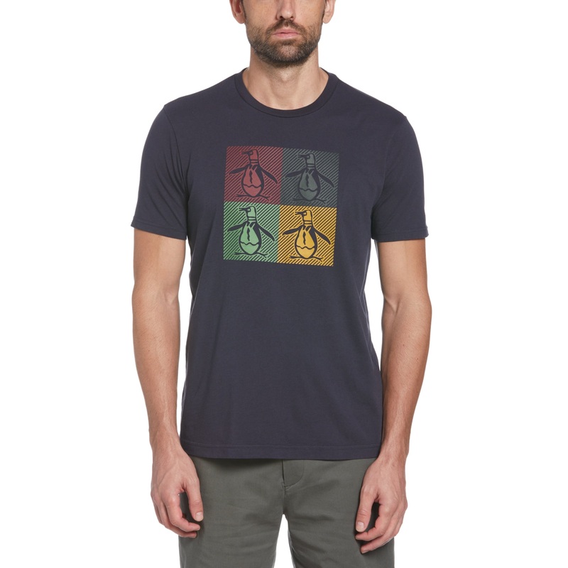 Original Penguin Men's Slimfit Logo Graphic Tshirt  Navy Small