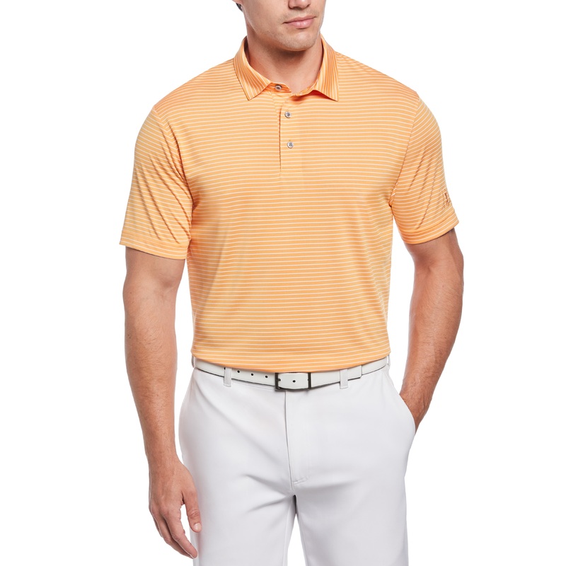 Pga Tour Men's Orange Xxl Stripe Polo Shirt