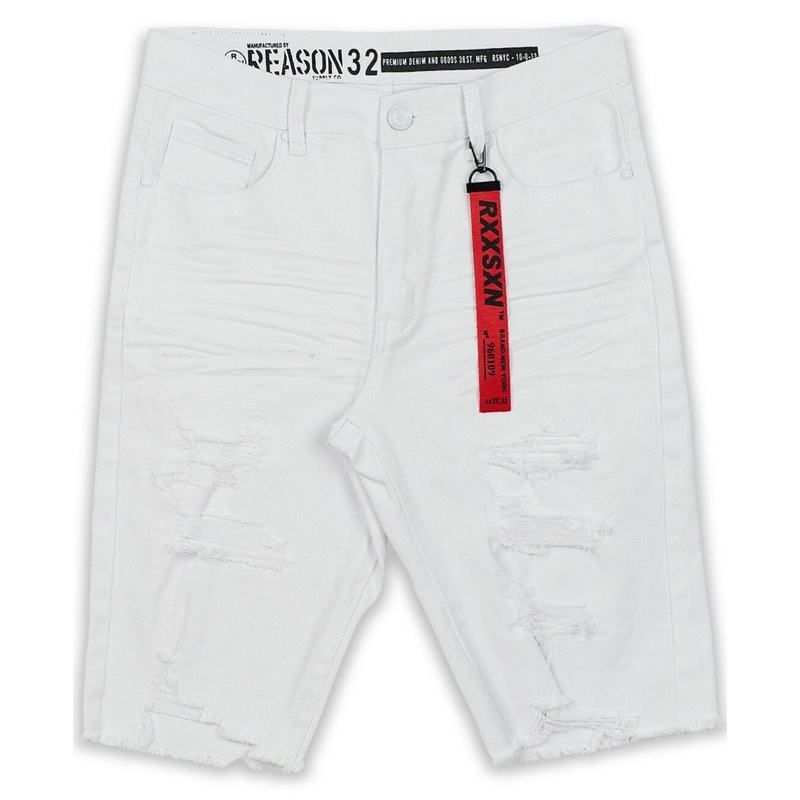 Reason Men's White Owen Denim Shorts Size 30R