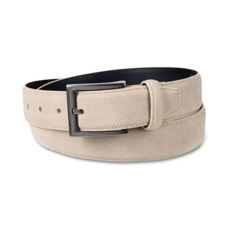 Alfani Men's Khaki Fauxsuede Belt Large 38 - 40 Beige Khaki