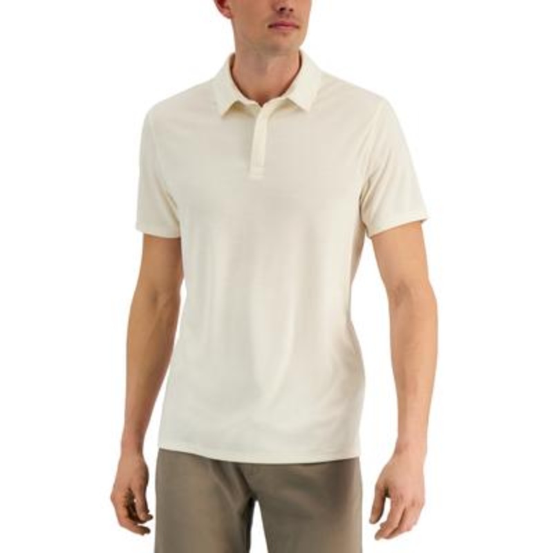 Alfani Mens Fitness Polo Shirt Small Cream Tan