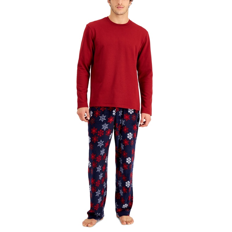Club Room Men's Fleece Shirt & Pajama Pants Set Small Blue