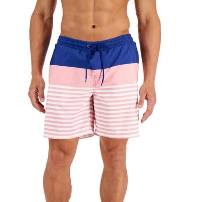 Club Room Men's Sporty Stripes Swim Trunks Navy Xxl