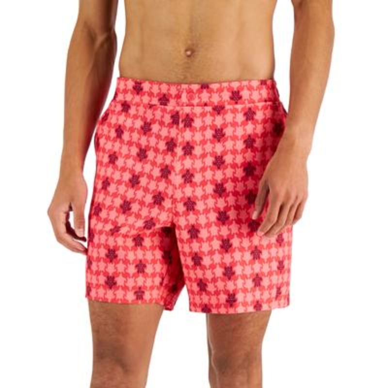 Club Room Men's Turtle print Swim Shorts  Rose Large