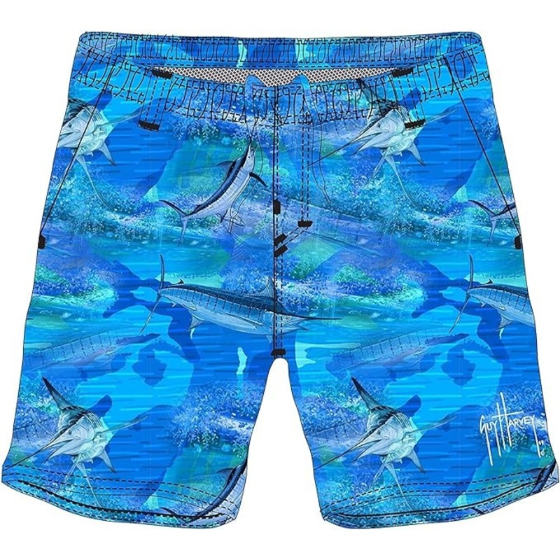 Guy Harvey Men's Camo Swim Trunks XL Blue