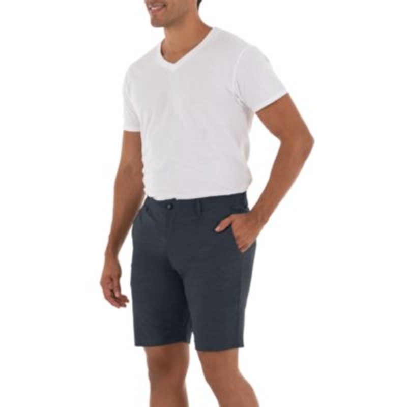 Guy Harvey Mens Hybrid Flat Front Heathered Shorts Navy Size 34