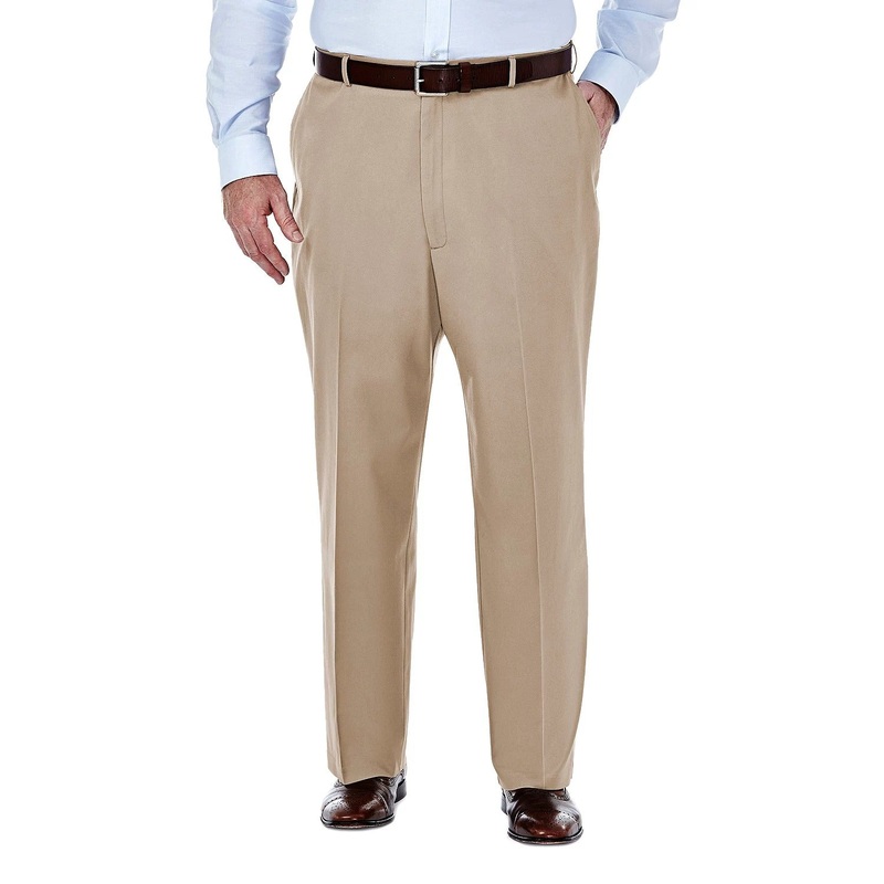 Haggar Premium Stretch No-Iron Khaki Flat-Front Pantd Men's Size 48 X 29 Beige