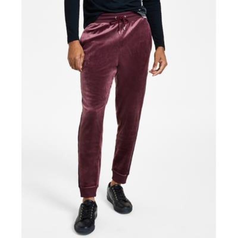 I.N.C. International Concepts Men's Regular fit Velour Joggers Sweatpants Red Wine Large