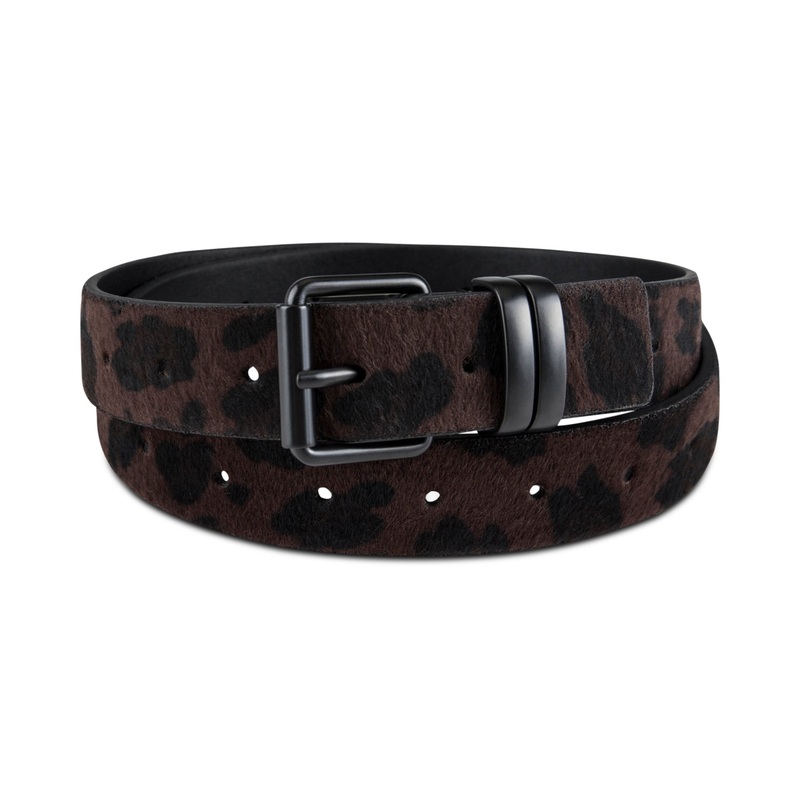 Inc Men's Leopard Faux leather Belt Large Black International Concepts