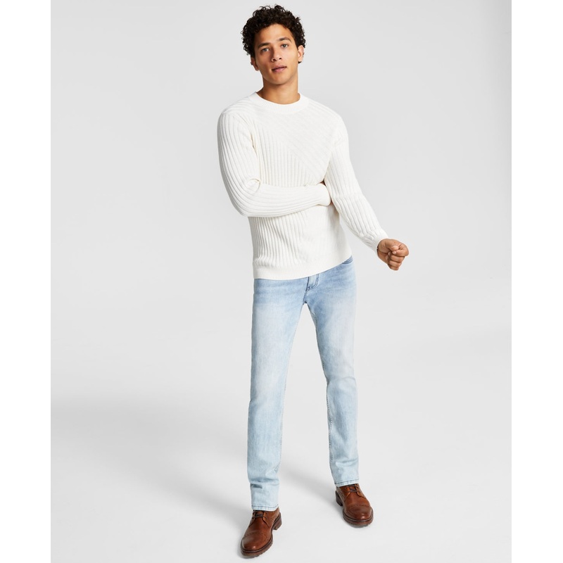 International Concepts INC Mens Cotton Ribbed Crewneck Sweater Natural Cream XXL