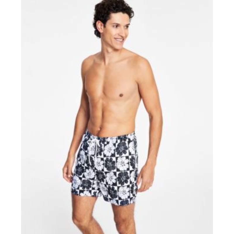International Concepts Men's Blooms 5" Board Shorts  Black Small