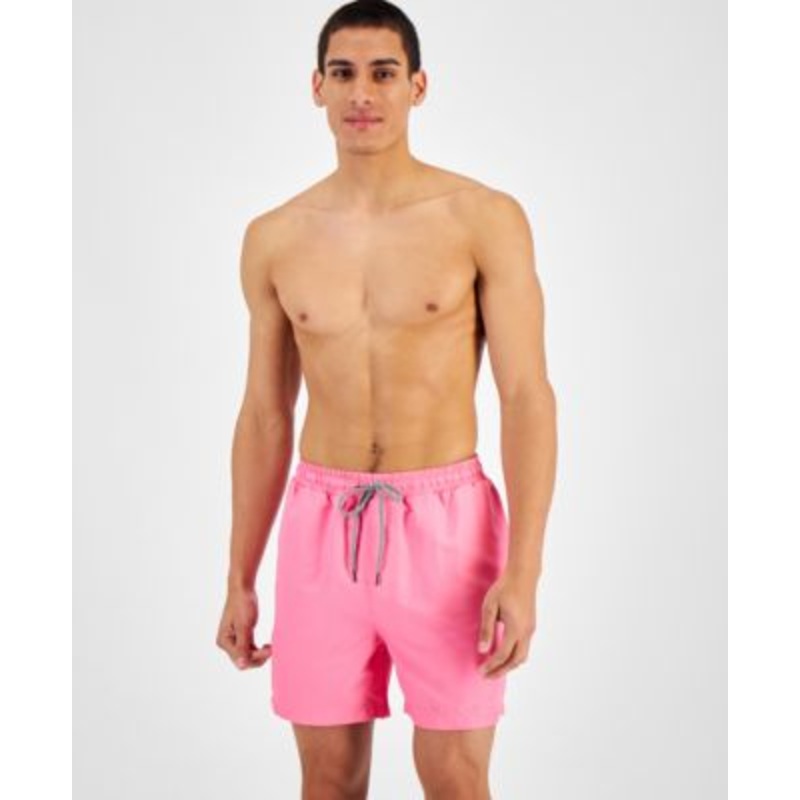 International Concepts Men's Quick dry Solid Swim Trunks Sangria Sunset Pink Xxl