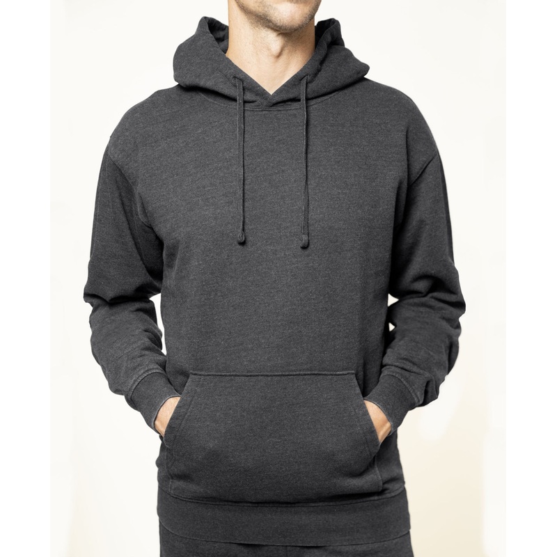 Men's Lazer Long Sleeve Popover Burnout Fleece Hoodie BLACK SMALL