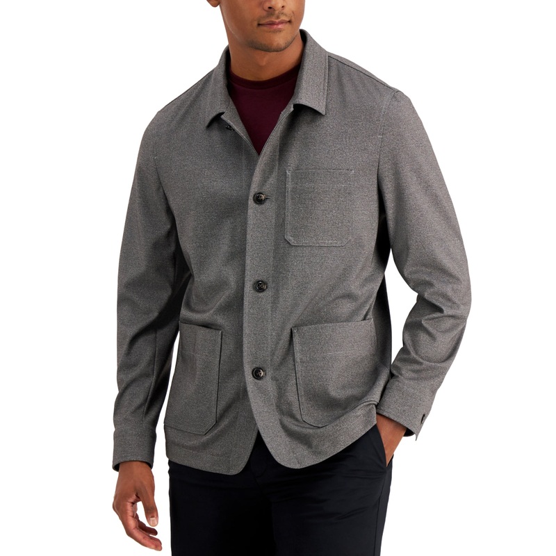 Alfani Men's Lightweight Cold Weather Shirt Jacket Gray Large