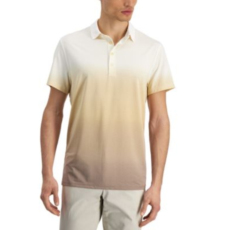 Alfani Men's Ombre Short Sleeve Polo Shirt Tan Large