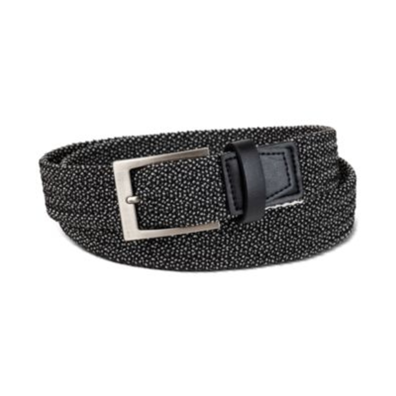 Alfani Men's Stretch Braided Cord Belt - Black MEDIUM