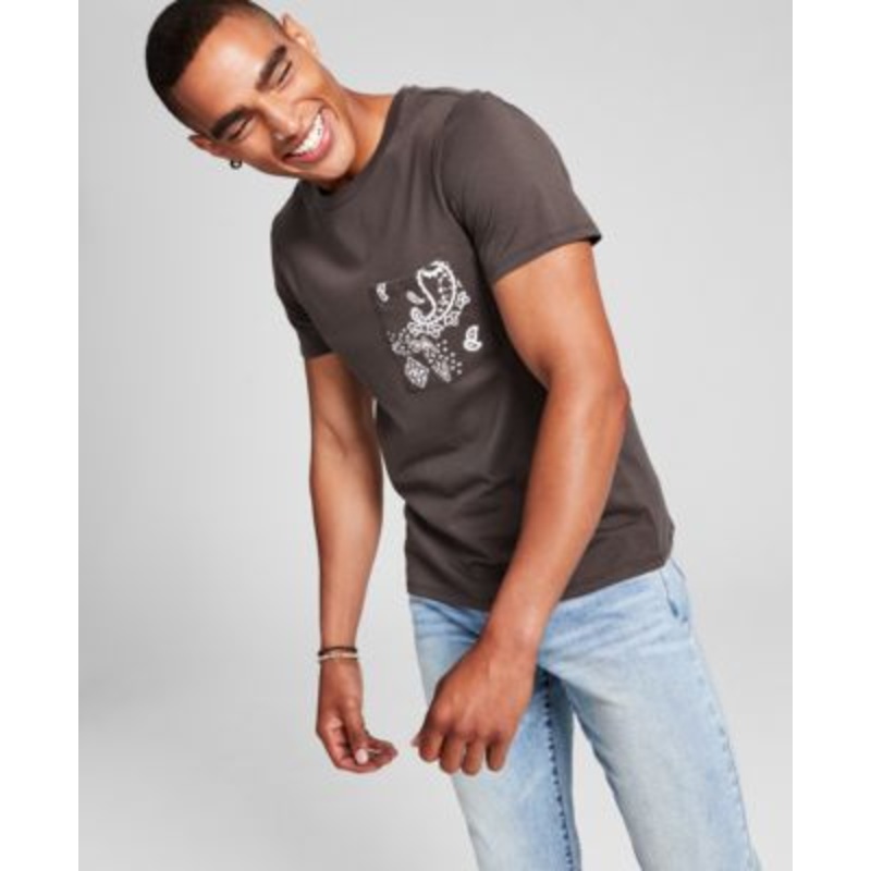And Now This Men's Bandana print Pocket T-shirt  Black Olive Small