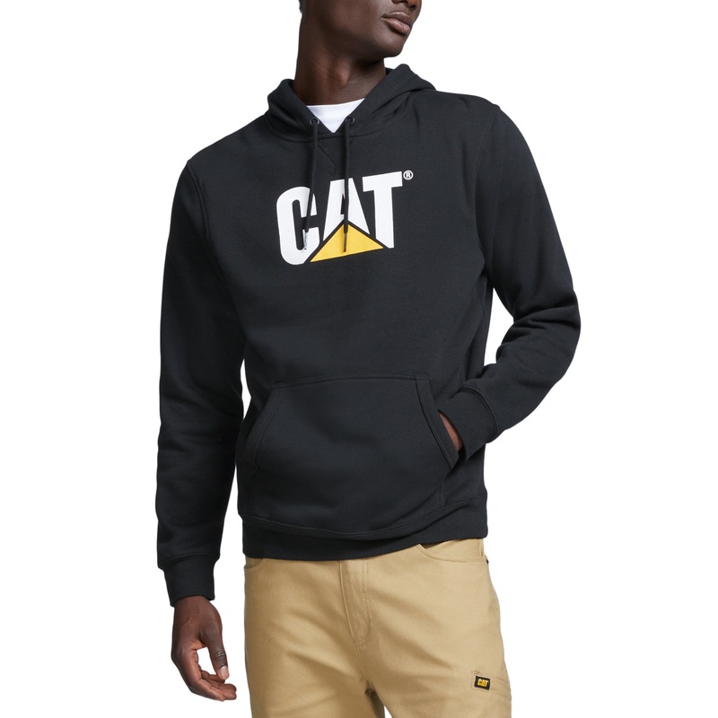 CAT Men's Foundation Logo Print Hoodie BLACK LARGE