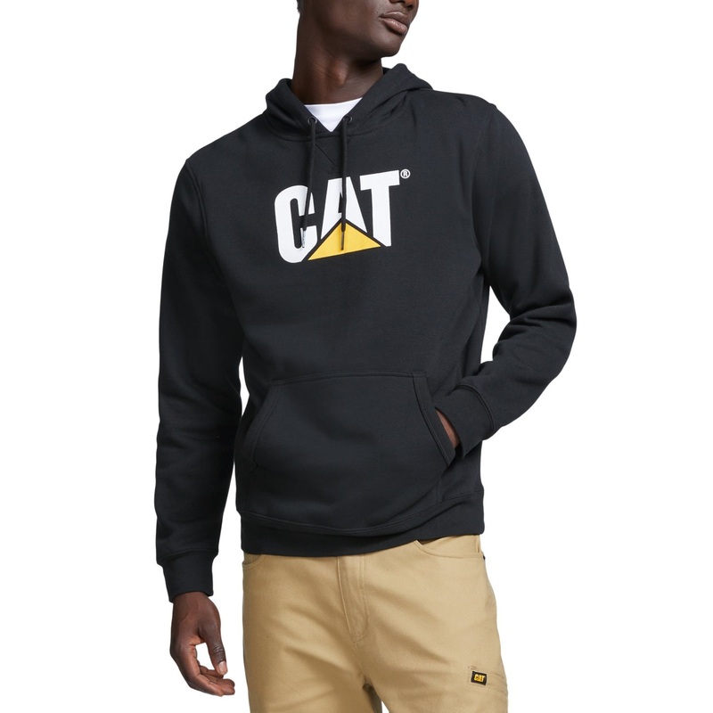 CAT Men's Foundation Logo Print Hoodie BLACK Medium