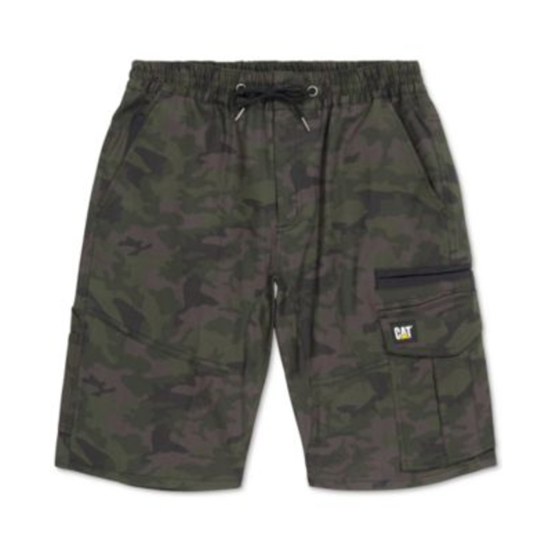 Caterpillar Mens Midrise 9" Inseam Green Camo Cargo Shorts 34 Reg