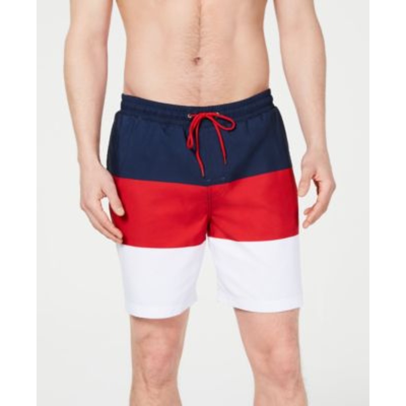 Club Room Men's Color blocked Swim Trunks Red Xxl