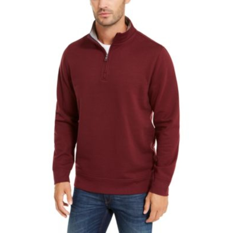 Club Room Men's Navy Quarter zip Fleece Sweatshirt  Xxl