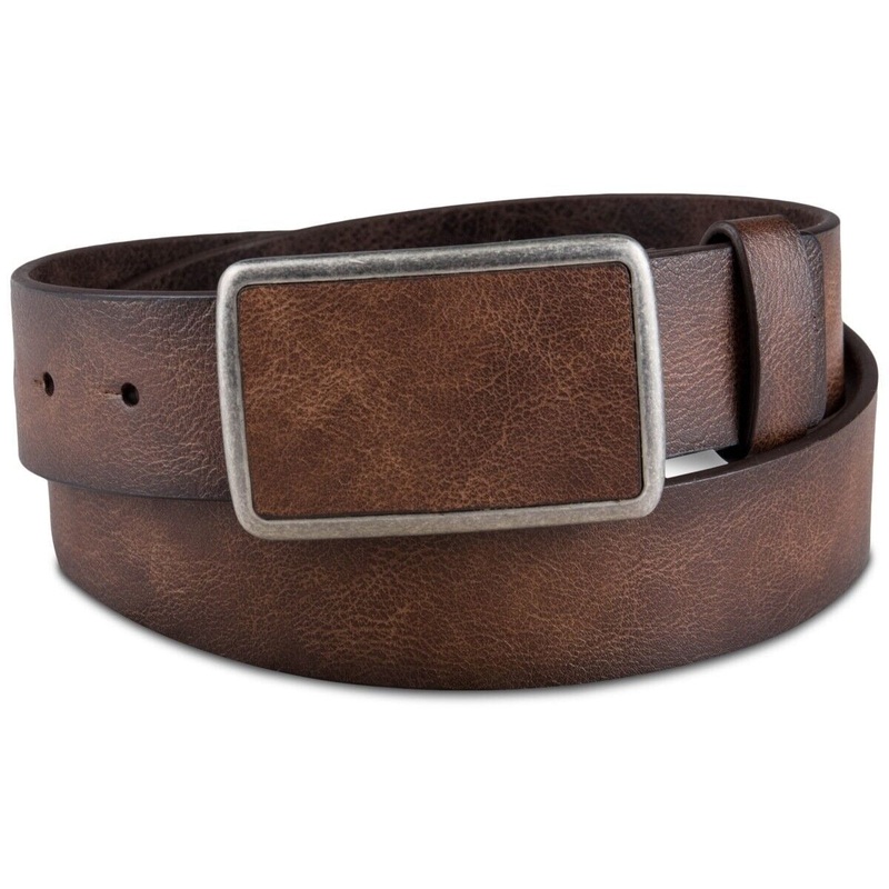 Sun + Stone Men's Brown Plaque Buckle Belt Small 30 - 32