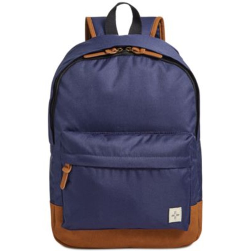 Sun + Stone Men's Canvas Colorblocked Backpack Bag Navy Blue OSFA