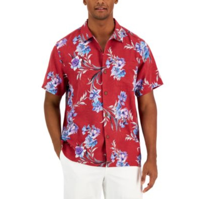Tommy Bahama Men's Bordeaux Bloom Button Down Shirt Xl Sangria Red
