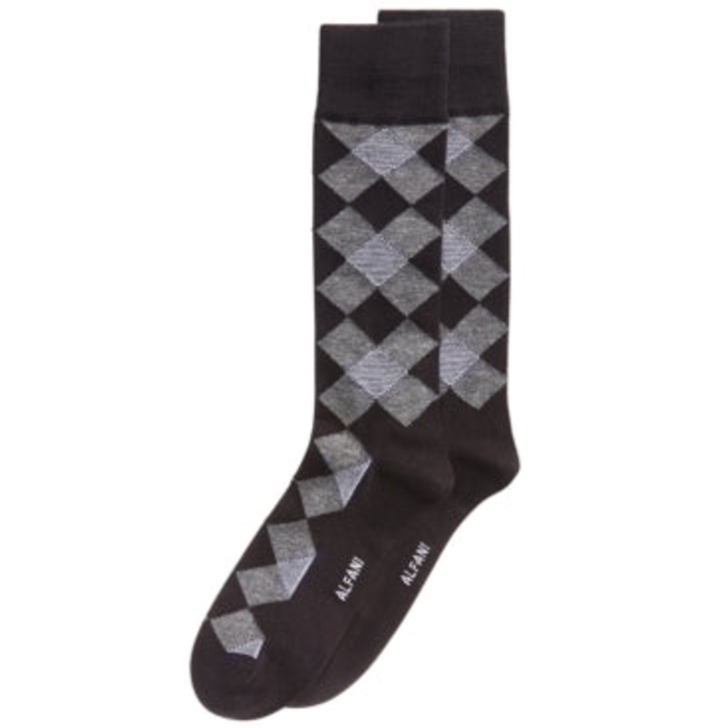 Alfani Men's Diamond Dress Socks  Black Grey