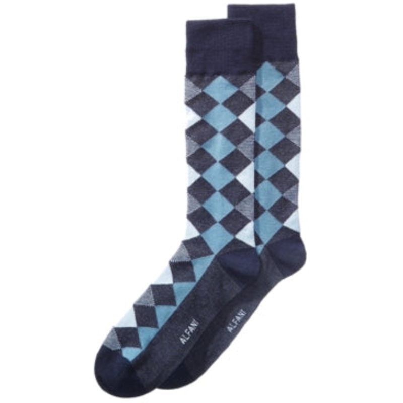 Alfani Men's Diamond Dress Socks  Navy Blue Osfa