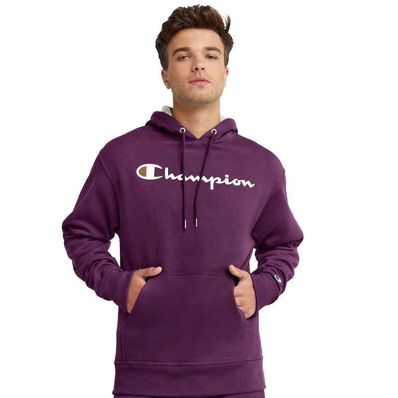 Champion Men's Powerblend Hoodie, Size Large - Dark Purple