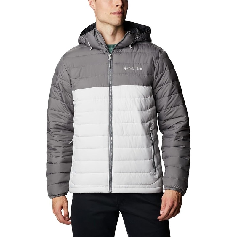 COLUMBIA Men's Powder Lite Hooded Jacket XL Grey White