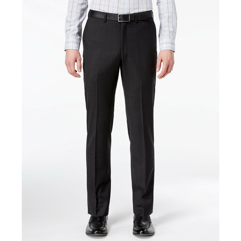 DKNY Men's Modern-Fit Stretch Textured Dress Pants 30 x 30 Black