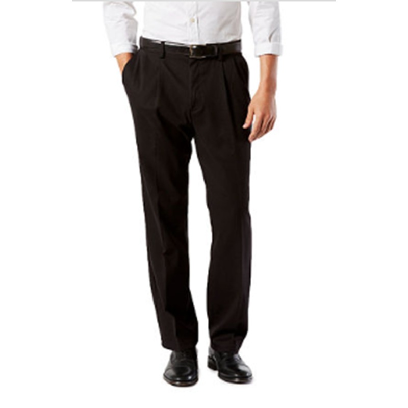 Dockers Big & Tall Easy Classic Pleated Fit Khaki Stretch Pants Black 38 x 36