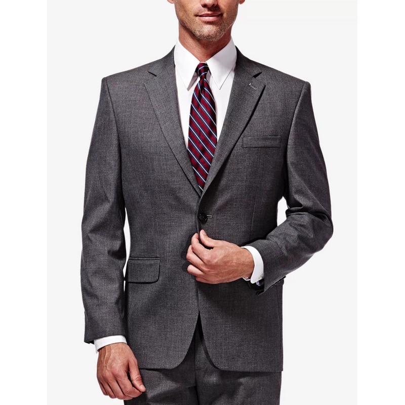 HAGGAR J.M. Mens Regular Fit Stretch Sharkskin Suit Jacket 48L Med Grey