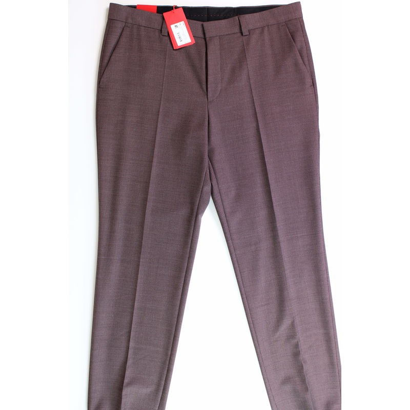 Hugo Boss Men's Modernfit Super Flex Suit Dress Pants Wine 40 x 32