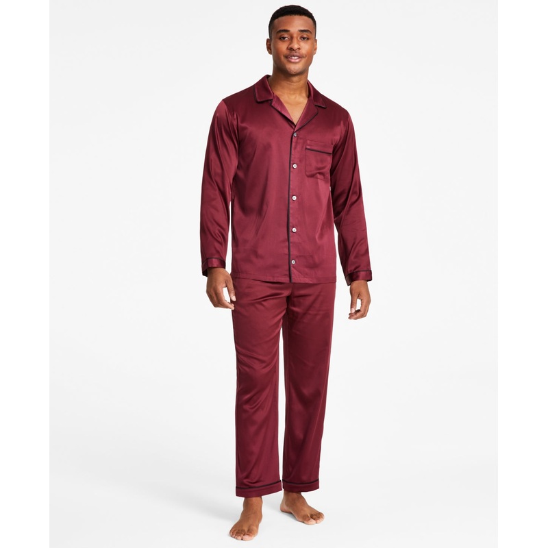 I.N.C. International Concepts Men's 2Pc. Tipped Pajama Set Red Large